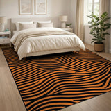 Bold Orange Tiger Stripe Orange Area Rug