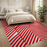 Bold Red Diagonal Stripe Geometric Area Rug