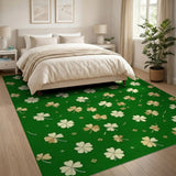 ODIKA Washable Green Shamrock Clover Rug - Low Pile Non-Slip Area Carpet