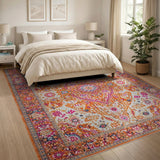 Vibrant Orange Medallion Persian Area Rug