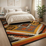 Orange Geometric Southwestern Orange Geometric Area Rug