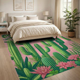 Vibrant Pink Cactus Oasis Area Rug