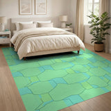 Modern Geometric Green Teal Area Rug