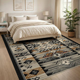 Southwestern Geometric Area Rug in Beige Black