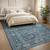 Blue and Teal Teal Persian Floral Area Rug