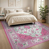 Traditional Persian Pink Pink Floral Persian Area Rug