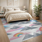 Rainbow Mountain Peaks Kids Area Rug