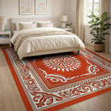 Elegant Red Persian Mandala Area Rug
