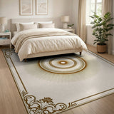 Gold and Silver Ornate Gold Sunburst Medallion Area Rug