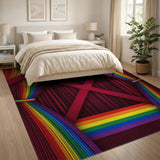 Multi-color and Patterns Geometric Modern Vibrant Rainbow Geometric Area Rug