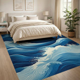 Navy Blue Ocean Waves Area Rug