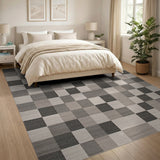 Grey Modern Grey Grid Area Rug