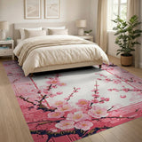 Pink Pink Cherry Blossom Framed Area Rug