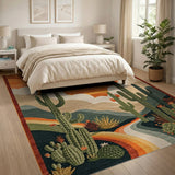 Southwestern Cactus Sunset Rainbow Path Rug