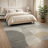Modern Grey Abstract Geometric Area Rug