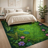 Lush Green Moss Lily Pad Area Rug