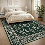 Traditional Persian Elegant Emerald Green Persian Floral Rug