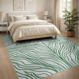 Green Vibrant Green Wavy Abstract Area Rug
