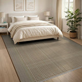 Brown and Tan Rustic Farmhouse Tan Brown Plaid Woven Area Rug
