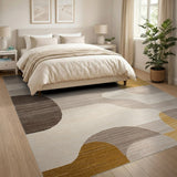 Abstract Geometric Modern Area Rug in Neutral Tones
