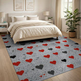 Pixelated Hearts Scatter Area Rug