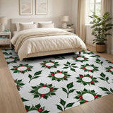 Festive Holly Wreath Pattern Area Rug