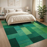 Vibrant Green Geometric Block Area Rug