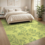 Vibrant Yellow Leaf Pattern Area Rug