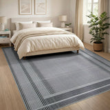 Black White Framed Grid Geometric Area Rug