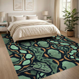 Exotic Teal Python Scale Area Rug