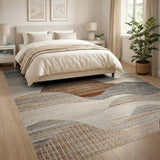 Wavy Terrain Brown Tan Abstract Area Rug