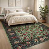 Sage Green Persian Floral Area Rug