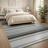 Black and White Geometric Modern Bold Black White Horizontal Stripe Rug