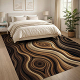 Abstract Wood Grain Brown Tan Area Rug