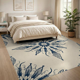 Navy Feathered Mandala Area Rug