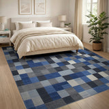 Blue Patchwork Geometric Geometric Modern Area Rug