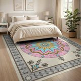 Vibrant Pink Teal Mandala Persian Area Rug