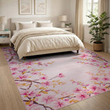 Floral Vintage Cherry Blossom Pink Area Rug