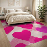 Vibrant Pink Hearts Diamond Pattern Area Rug