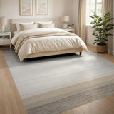 Modern Beige Grey Striped Area Rug