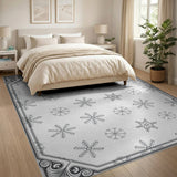 Black and White Ornate Snowflake Black White Area Rug