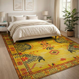 Yellow Southwestern Buffalo Motif Rug