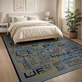 Multi-Color Geometric Text Chaos Area Rug