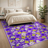 Vibrant Purple Yellow Floral Area Rug