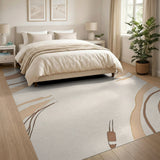 Abstract Area Beige Wavy Abstract Area Rug