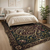 Multi-color and Patterns Ornate Teal Gold Floral Medallion Area Rug