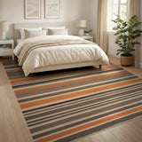 Bold Orange Striped Southwestern Rug