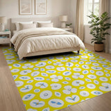 Sunny Yellow Eye Flower Pattern Area Rug