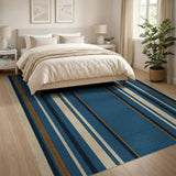 Bold Navy Cream Striped Area Rug