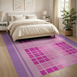 Vibrant Pink Checkered Geometric Rug